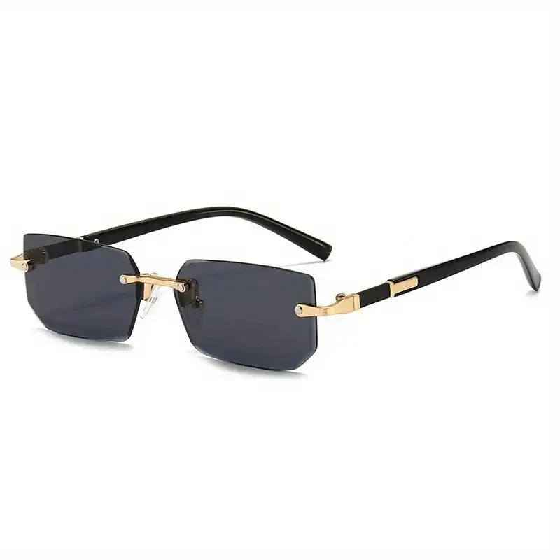 Rimless Rectangle Sunglasses | Unisex Small Square Summer Shades for Travel & Fashion