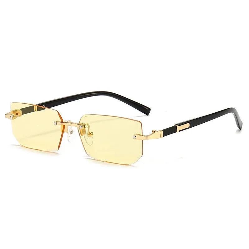Unisex Rimless Rectangle Sunglasses with UV400 Mirror Lenses