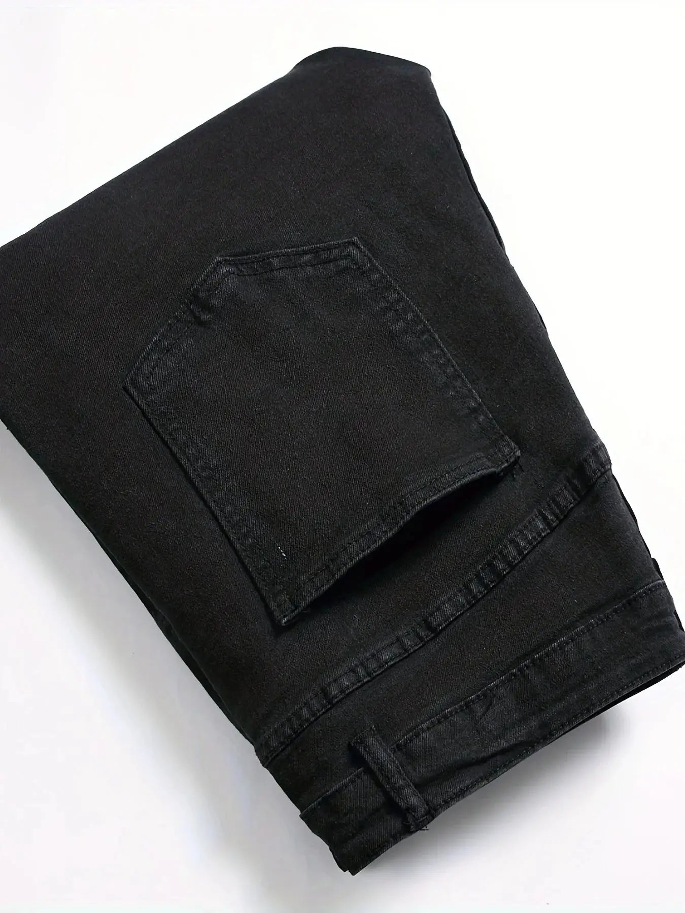Men’s Straight Leg Street Style Jeans – Splashed Plaid Ripped Design in Stretch Cotton Blend for Casual Looks