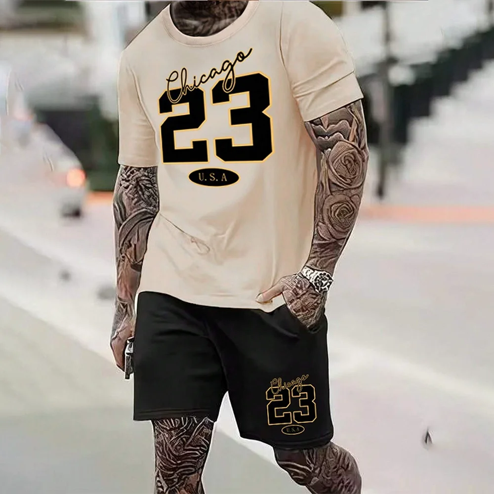 Beige and black Chicago sportswear set with number 23 design.