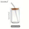 Single glass tumbler with bamboo lid, 550ml capacity