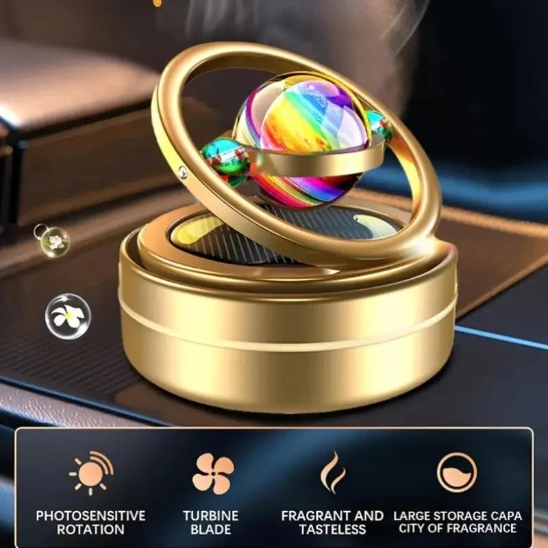 Solar Car Air Freshener with Rotating Aromatherapy Plus