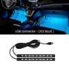 LED car interior ambient light kit showing ice blue color