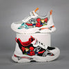 Kids' breathable sneakers with superhero patchwork design