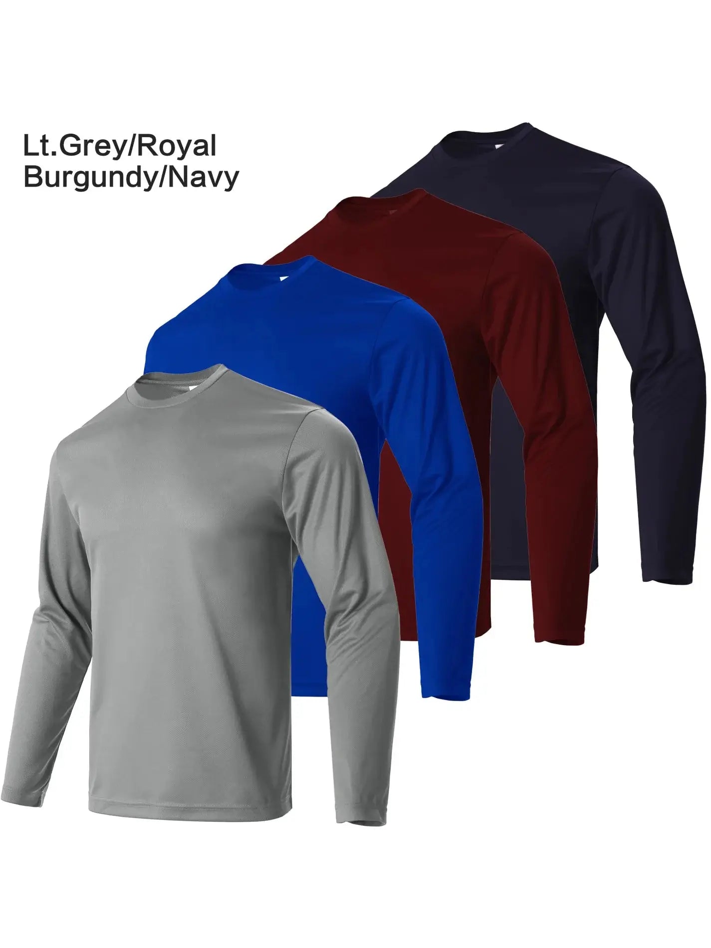 4-piece men's long sleeve quick-dry athletic T-shirt set, breathable fabric for running or fitness workouts