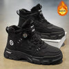 High-top black men's casual shoes with fur