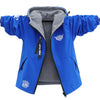 Blue double-sided waterproof jacket with hood