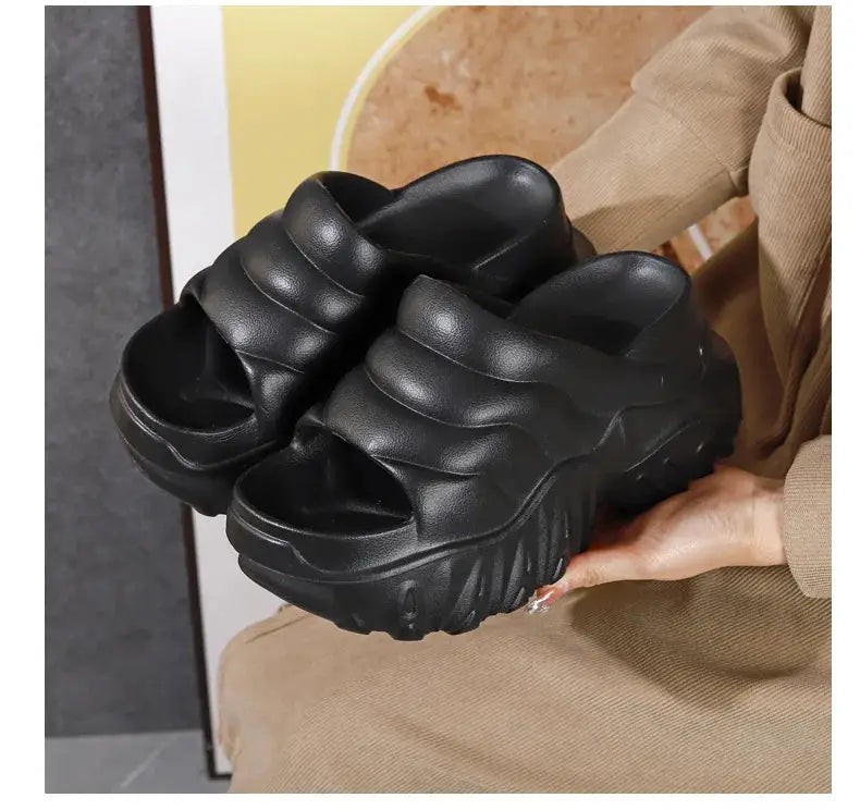Women’s Platform Wedge Sandals – Open Toe Slip-On Slides with Ankle Buckle for Summer Beach Style