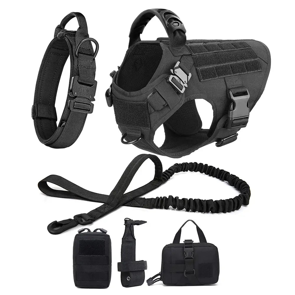 Large dog harness and leash set, training vest with adjustable collar for German Shepherd and Malinois