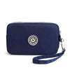 Navy solid color women's wallet with wrist strap