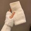 Fleece half finger gloves