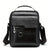 Black leather men's shoulder bag with adjustable strap