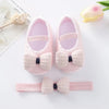 Pink textured bowknot shoes for baby girls