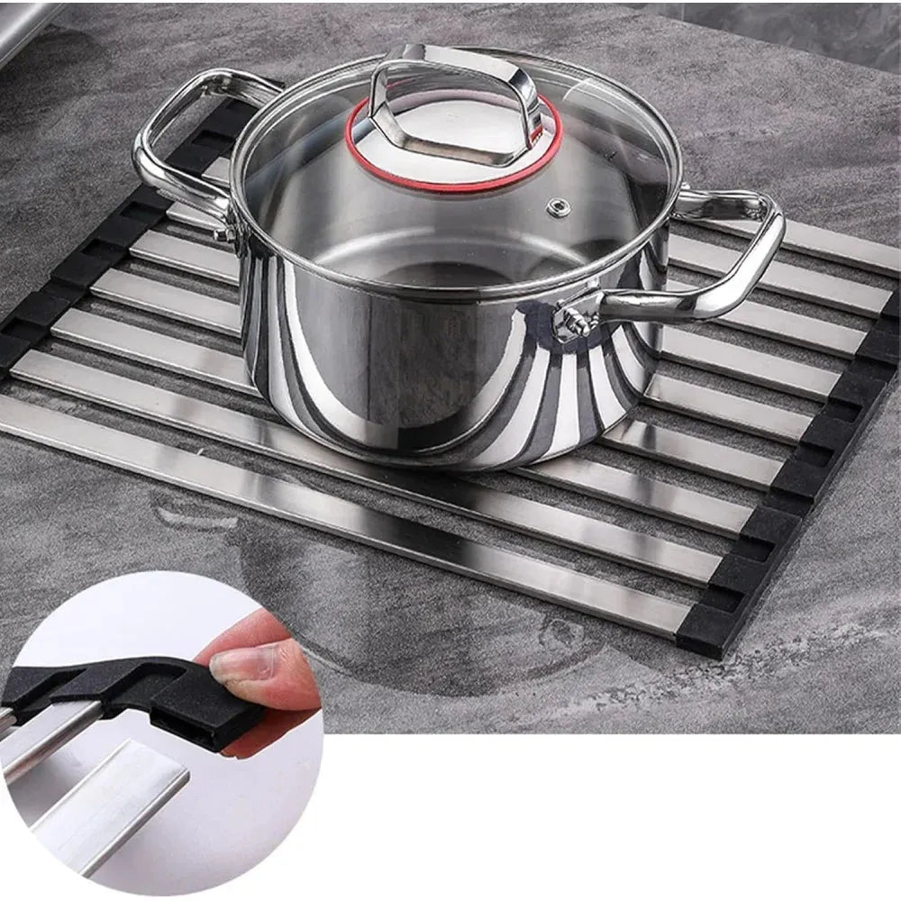 Stainless Steel Drying Rack Dishes Foldable Design