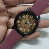 Wooden dial watch with brown strap