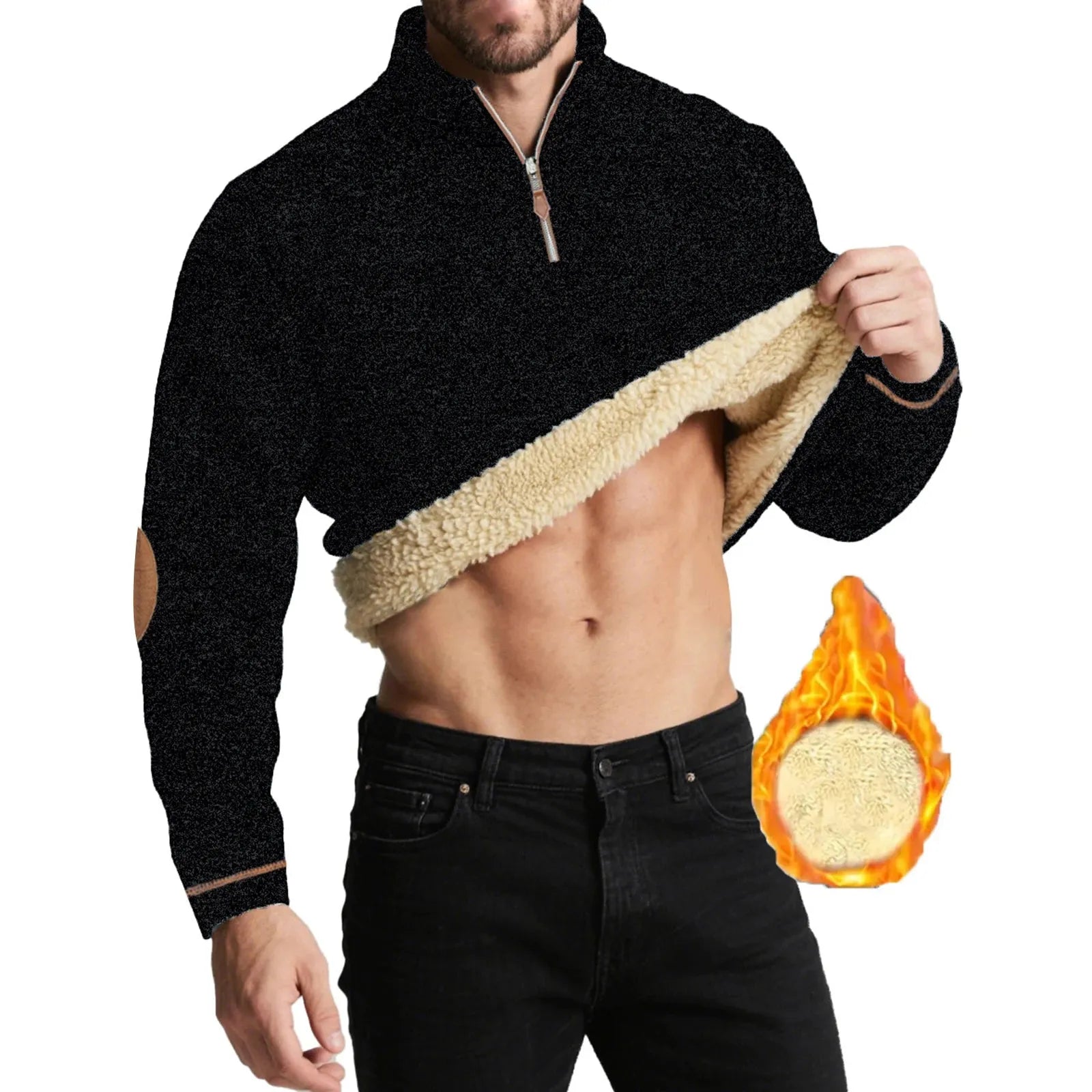 Men’s Fleece Lined Sweatshirt Quarter Zip Thermal Pullover