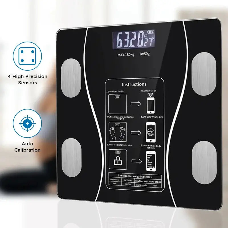 Smart Body Fat Scale LED Display Bluetooth Analyzer for Weight & Body Composition Tracking