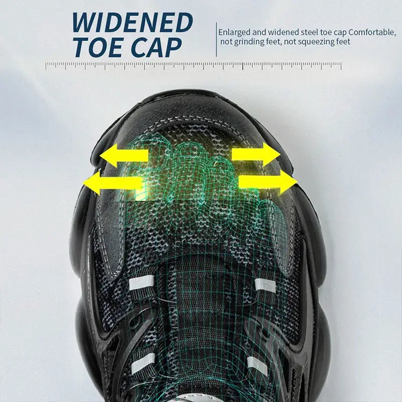 Puncture-Resistant Work Shoes | Lace-Up Safety Footwear with Elastic Buttons for All-Day Protection