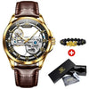 Gold automatic watch with black dial and gift set