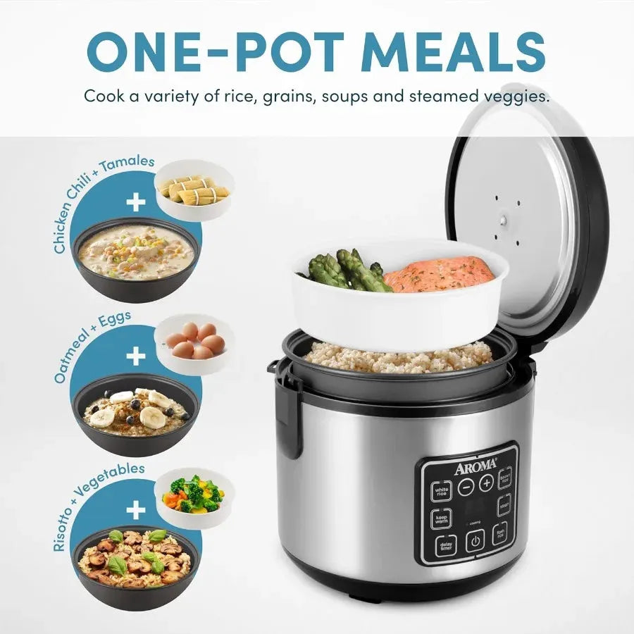 Rice Cooker Digital 2 Qt Stainless Steel Multi Cooking Pot