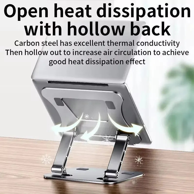 Adjustable Aluminum Laptop Stand with Folding Cooling Design