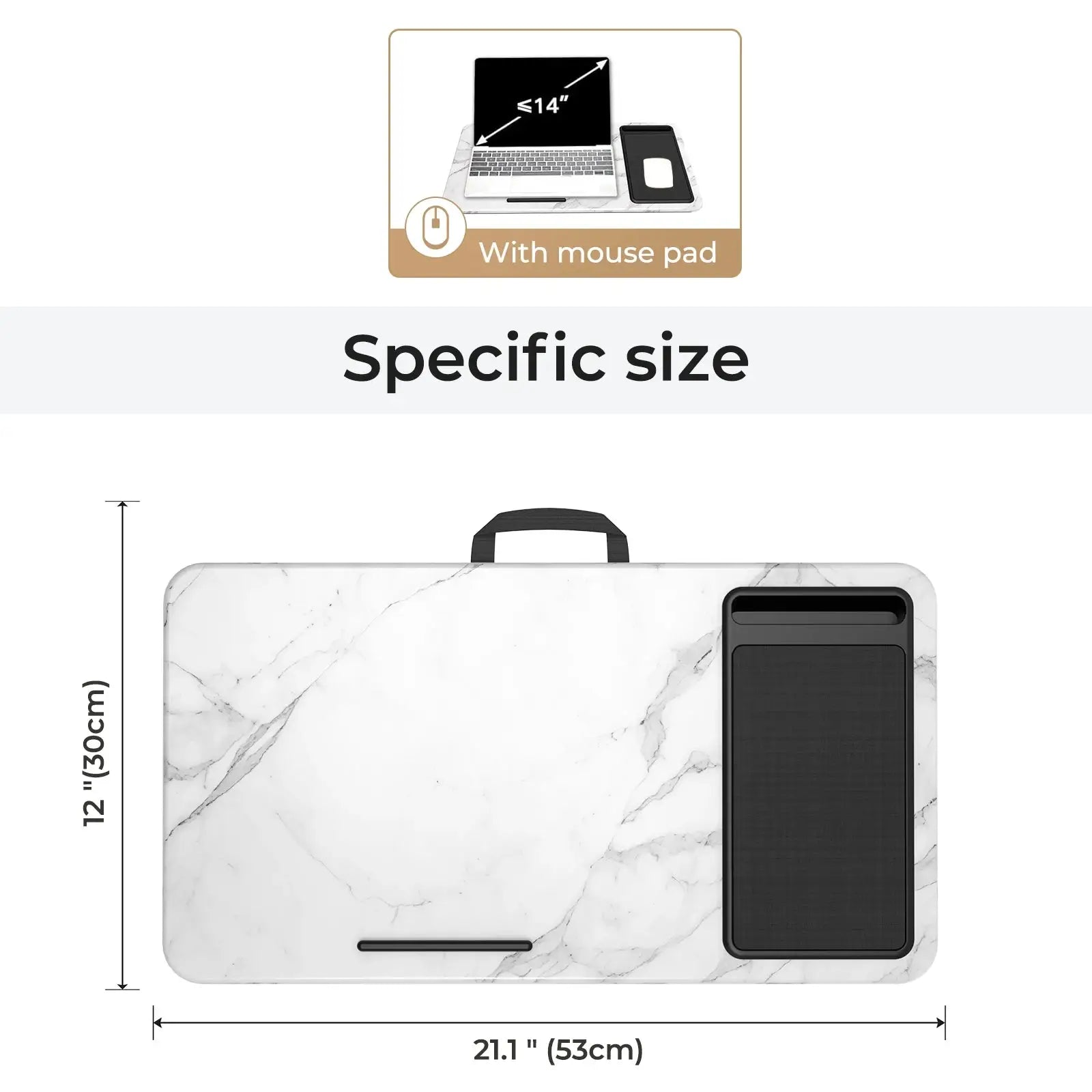 Lap Desk with Mouse Pad & Phone Holder – Portable & Lightweight for Bed, Couch, Travel – 21.1"x12", Anti-Slip Strip