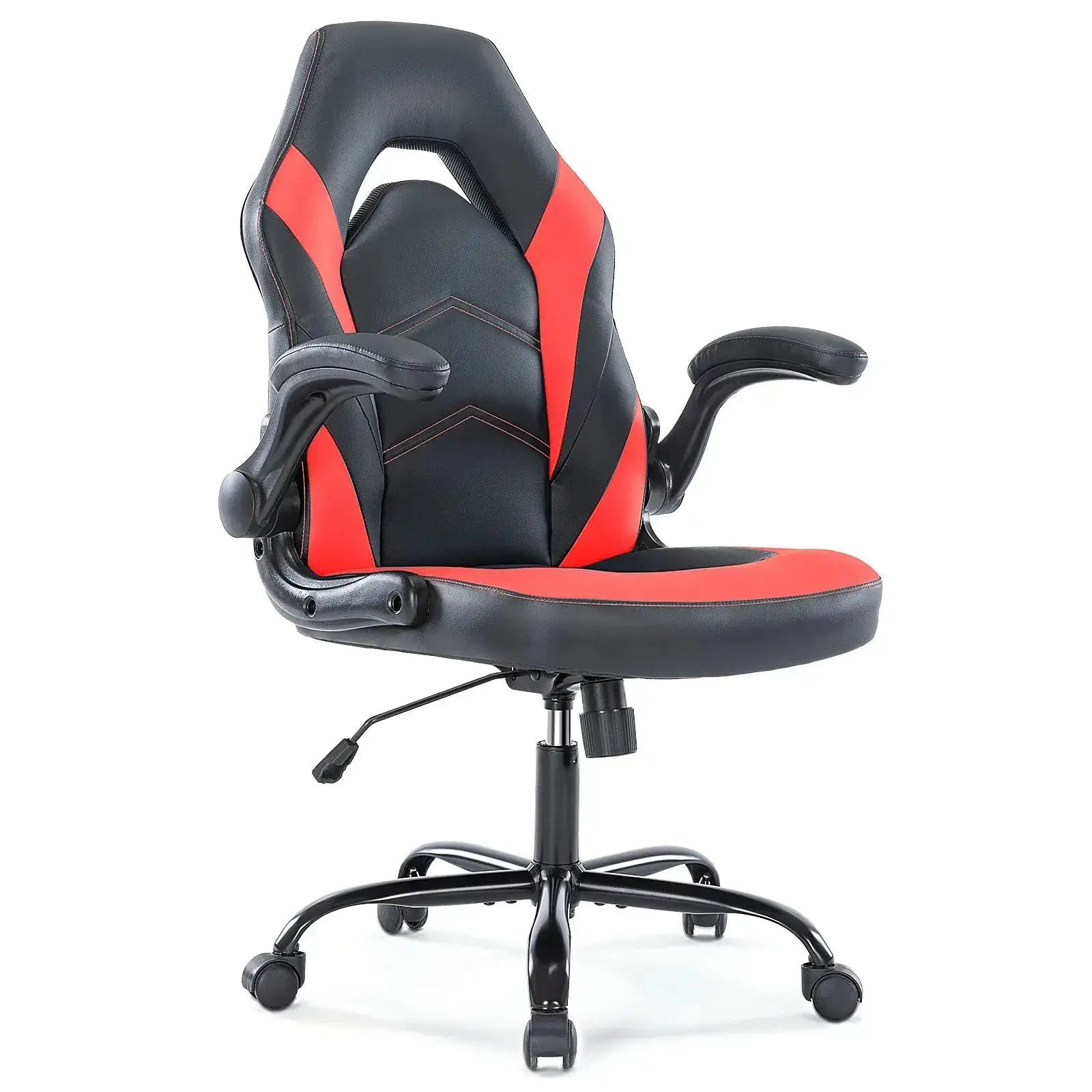 Ergonomic PU Leather Gaming Chair Adjustable Height & Flip-Up Arms Office or Home Desk Seat