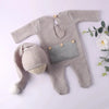 Gray newborn footed jumpsuit with matching hat