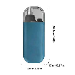 Blue USB charging nose hair trimmer with dimensions