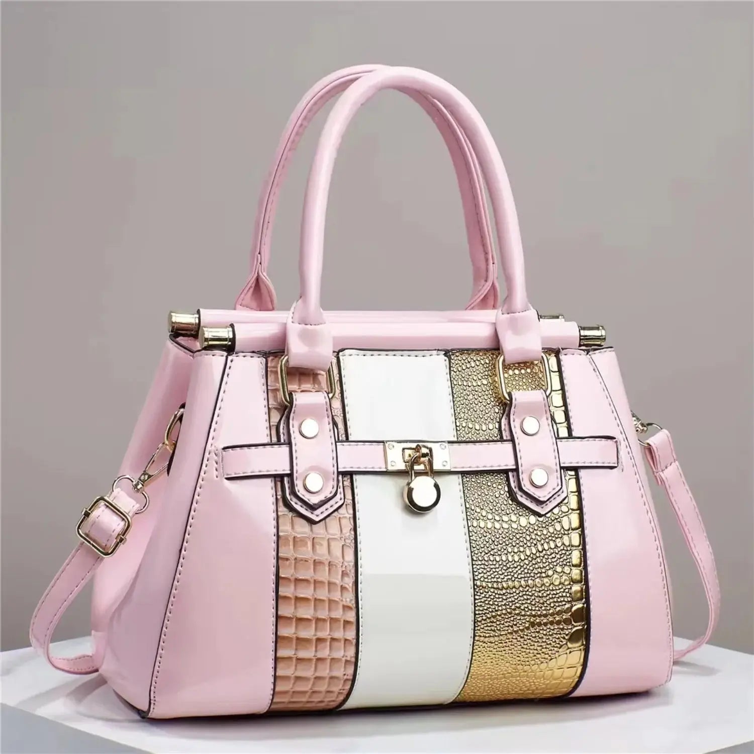 Women's Glossy PU Leather Handbag – Elegant Tote Purse for Casual & Formal Use