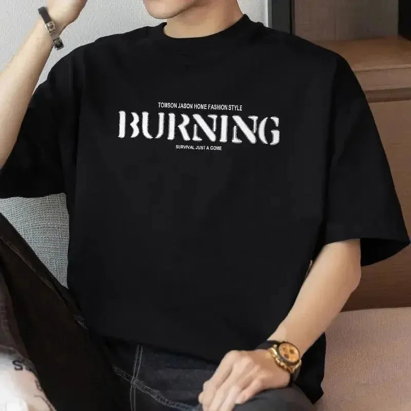 Tomson Jason T Shirt Set Streetwear Burning Print Graphic