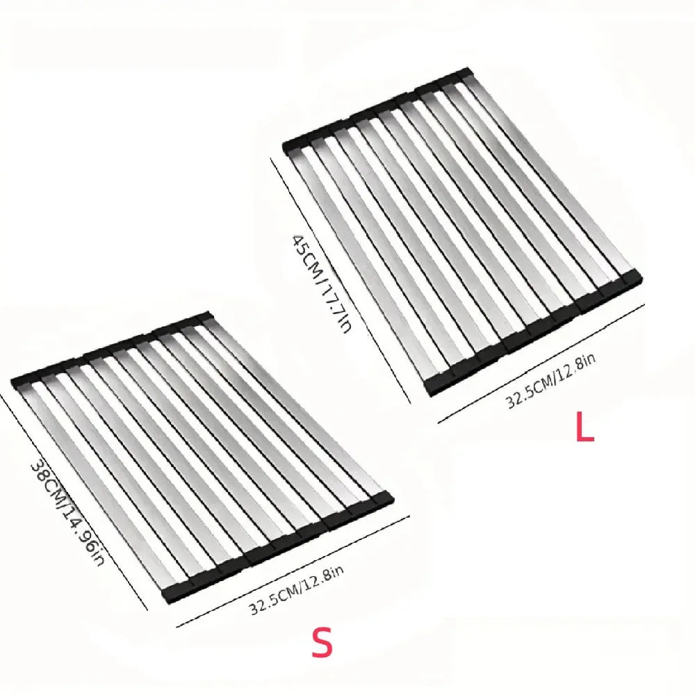 Stainless Steel Drying Rack Dishes Foldable Design