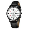 Men's watch with black strap and white dial