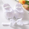 White lace bowknot shoes for baby girls