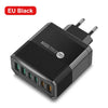 EU Black 55W 6 Port USB Charger