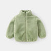 Green winter coat for children with zipper