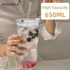 650ml glass tumbler with lid and straw, high capacity