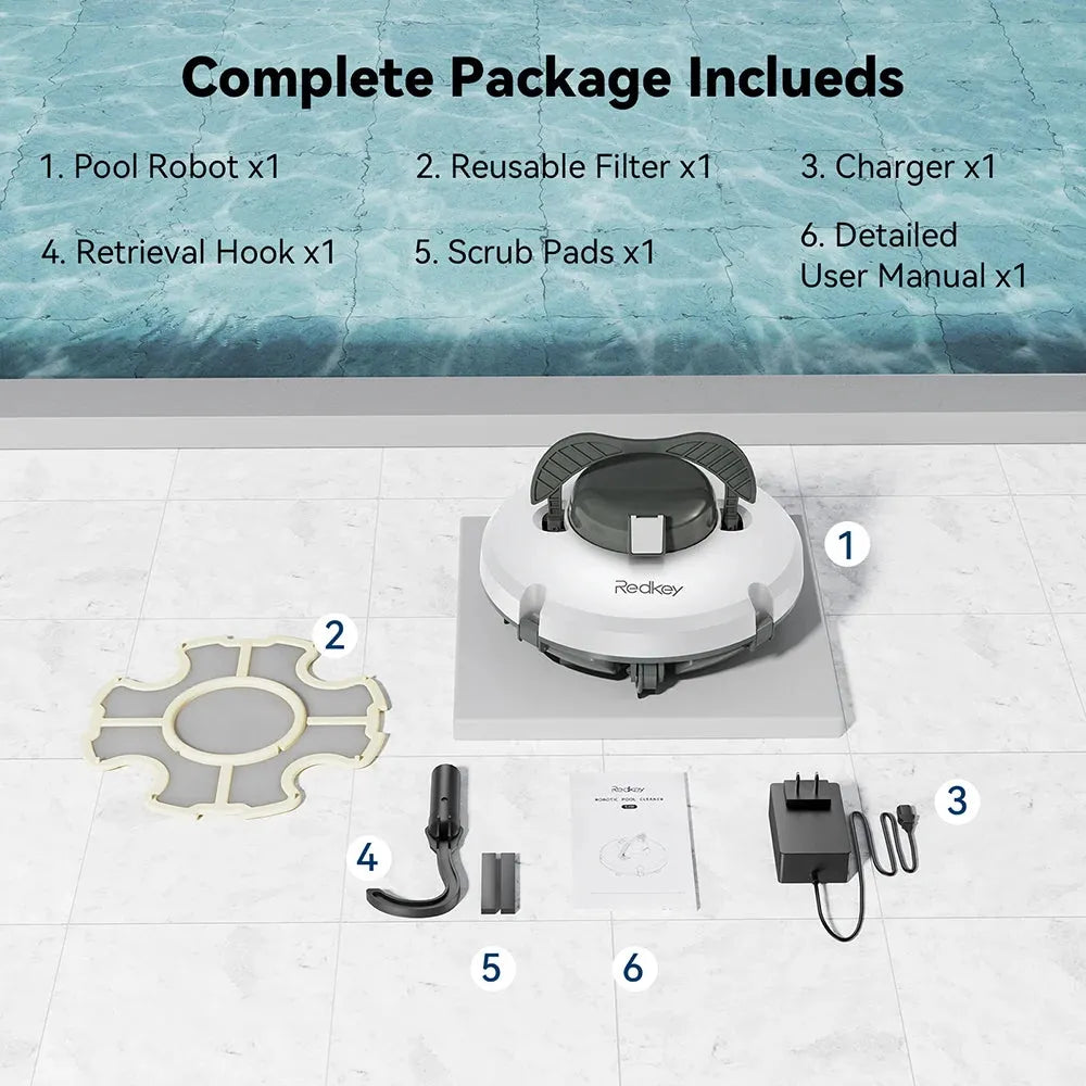 Cordless Robotic Pool Cleaner with IPX8 and Long Runtime