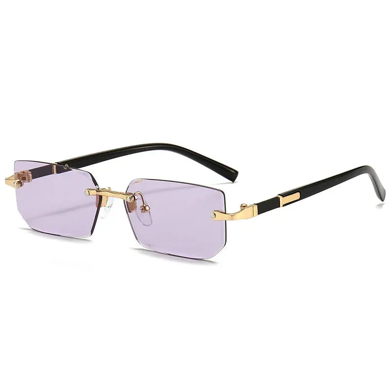 Unisex Rimless Rectangle Sunglasses with UV400 Mirror Lenses