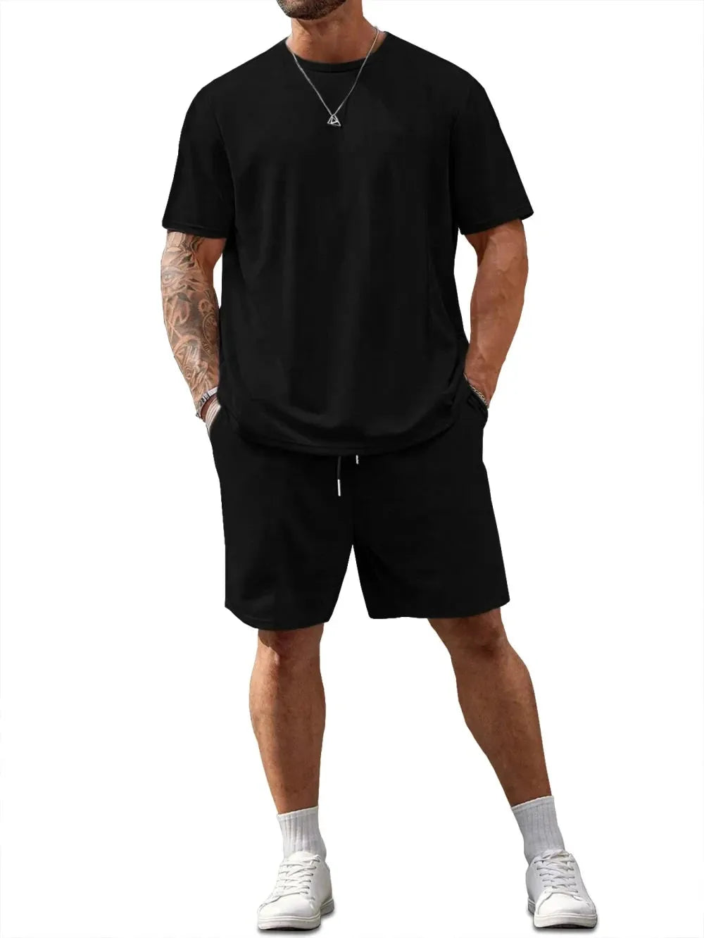 Summer Set Men Lightweight Bear Print Tee And Beach Shorts