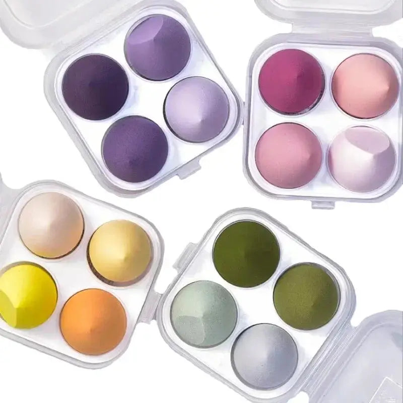 4PCS Makeup Blender Sponge Set – Soft Colorful Cosmetic Puffs with Beveled Edge – Natural Finish for Foundation & Powder