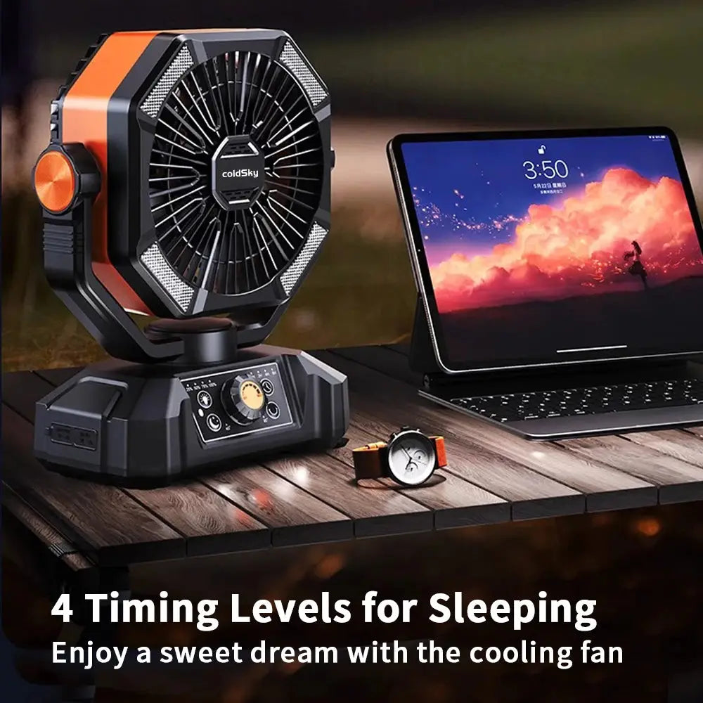 Portable Camping Fan with LED Lantern 8 Speeds & 20000mAh Battery for Outdoor & Fishing