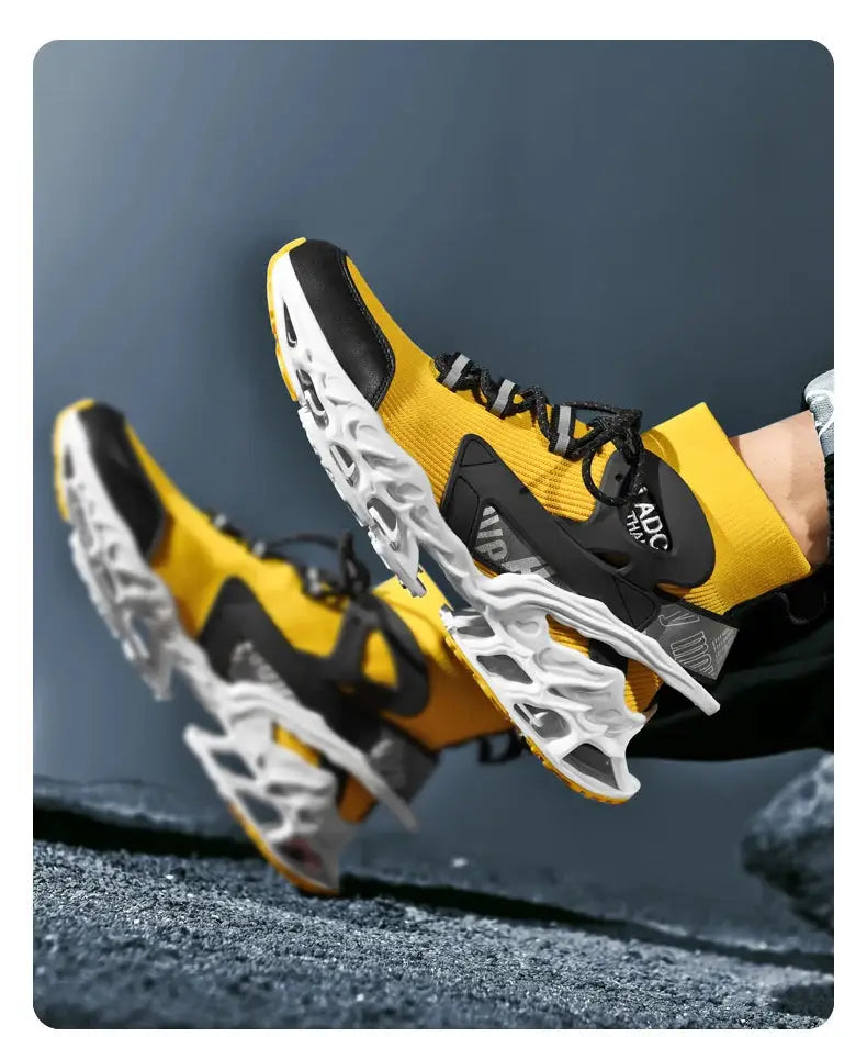 Men’s breathable running sneakers with blade sole, lightweight multi-sport tennis and walking shoes