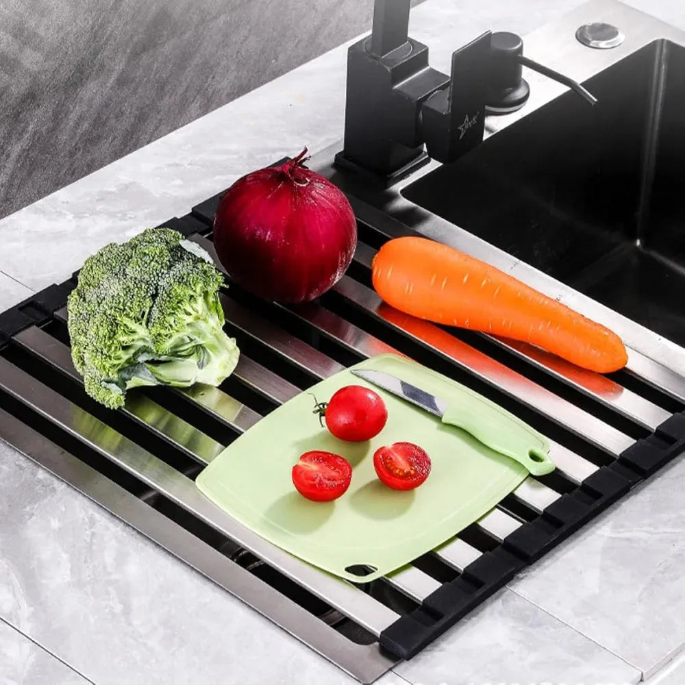 Stainless Steel Drying Rack Dishes Foldable Design