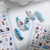 Stitch-themed nail stickers with blue designs