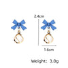 Dimensions of opal drop earrings with blue bowknot