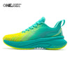 Yellow and teal ONEMIX sports shoes with cushioned sole