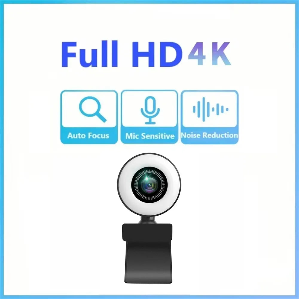 Full HD 4K 2K 1080P Portable Webcam with Light