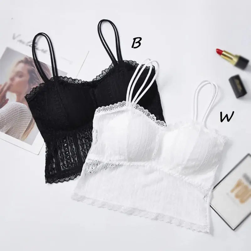 Lace Hollow Out Bralette Tank Top for Women Breathable Soft Fit with Adjustable Straps