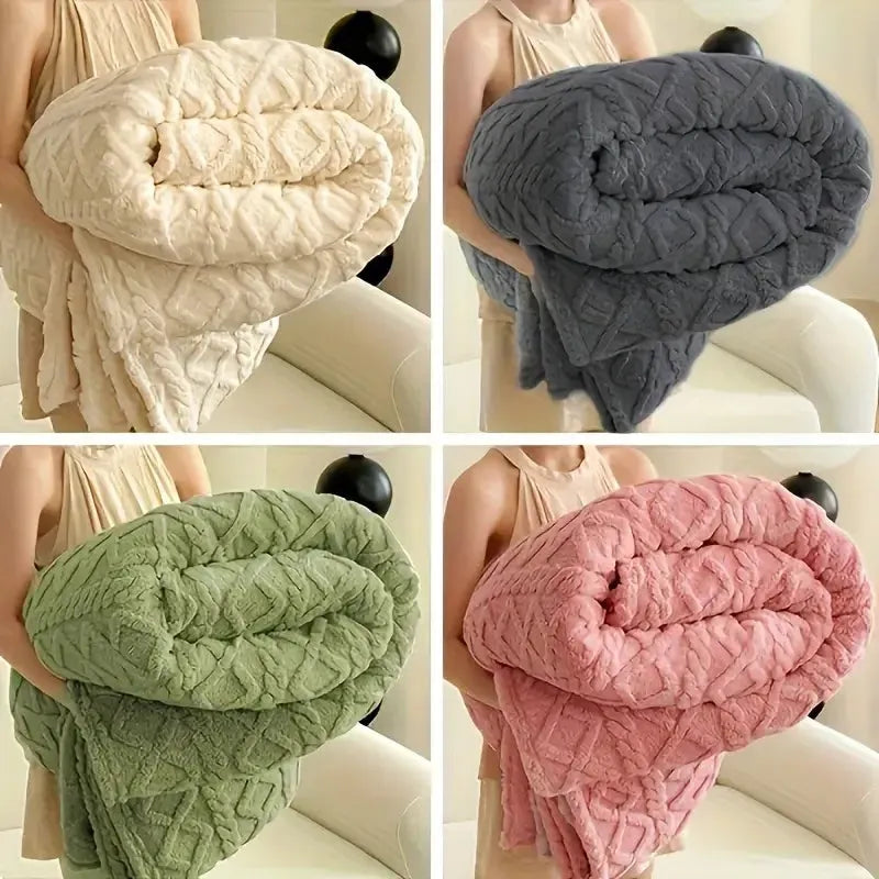 Fleece Blanket Ultra Soft 3D Plush Dense Weave Cozy Throw